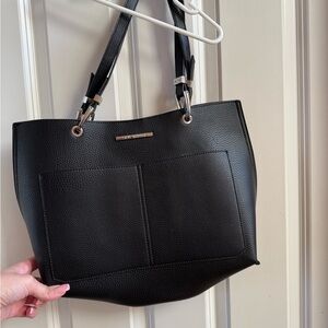 Steve Madden Black Textured Tote Bag